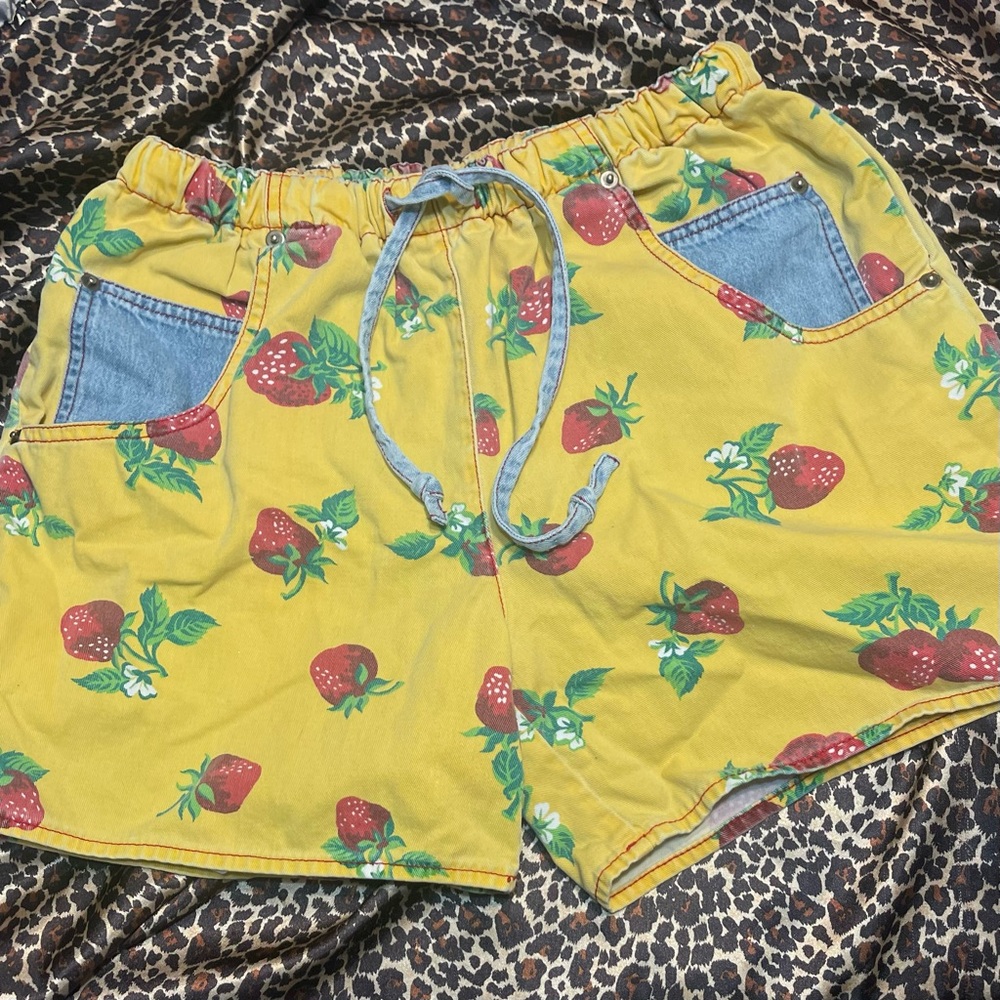Y2k Xhilaration Summer Denim Yellow Strawberry Shorts